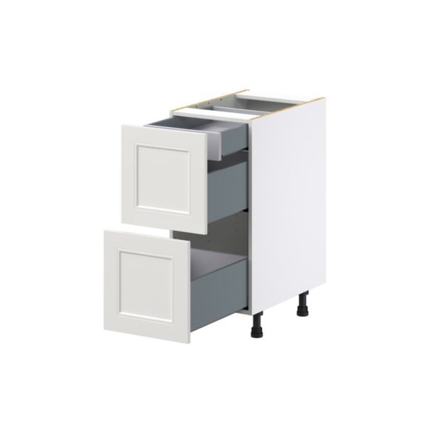 Wisteria Painted Light Gray Recessed Assembled Base Cabinet with 2 Drawers and 1 Inner Drawer (15 in. W x 34.5 in. H x 24 in. D)