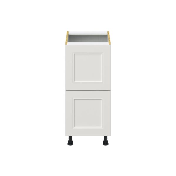 Wisteria Painted Light Gray Recessed Assembled Base Cabinet with 2 Drawers (15 in. W x 34.5 in. H x 24 in. D)