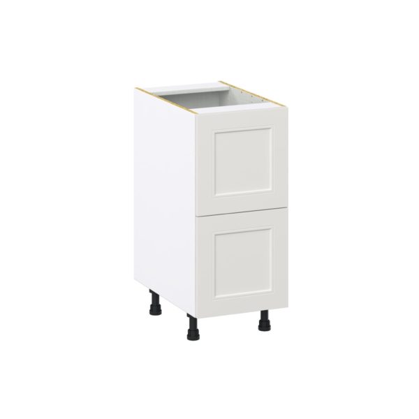 Wisteria Painted Light Gray Recessed Assembled Base Cabinet with 2 Drawers (15 in. W x 34.5 in. H x 24 in. D)