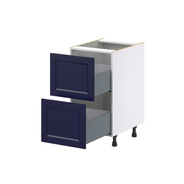 Camellia Painted Midnight Blue Recessed Assembled Base Cabinet with 2 Drawers (18 in. W x 34.5 in. H x 24 in. D)