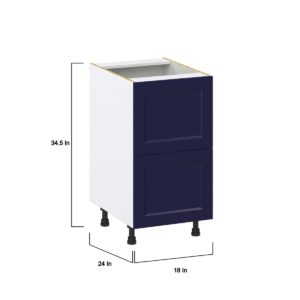 Camellia Painted Midnight Blue Recessed Assembled Base Cabinet with 2 Drawers (18 in. W x 34.5 in. H x 24 in. D)