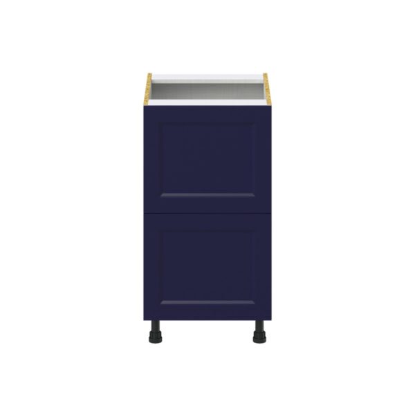 Camellia Painted Midnight Blue Recessed Assembled Base Cabinet with 2 Drawers (18 in. W x 34.5 in. H x 24 in. D)