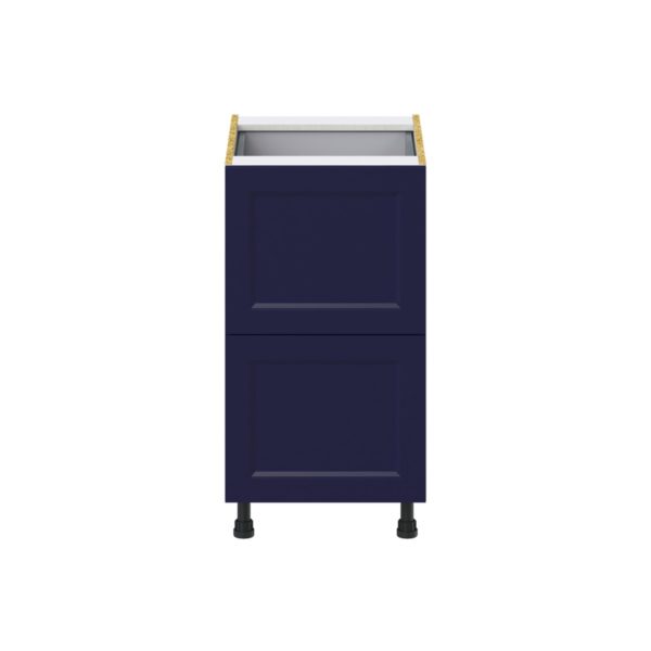 Camellia Painted Midnight Blue Recessed Assembled Base Cabinet with 2 Drawers and 1 Inner Drawer (18 in. W x 34.5 in. H x 24 in. D)