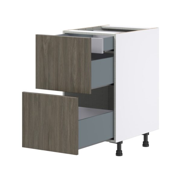 Cordyline Textured Slab Walnut Assembled Base Cabinet with 2 Drawers and 1 Inner Drawer (18 in. W x 34.5 in. H x 24 in. D)