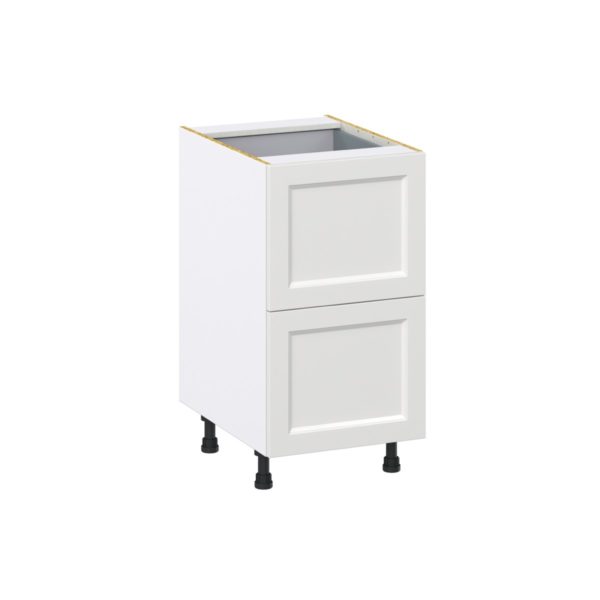 Magnolia Painted Bright White Recessed Assembled Base Cabinet with 2 Drawers and 1 Inner Drawer (18 in. W x 34.5 in. H x 24 in. D)