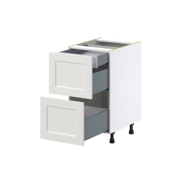 Wisteria Painted Light Gray Recessed Assembled Base Cabinet with 2 Drawers and 1 Inner Drawer (18 in. W x 34.5 in. H x 24 in. D)