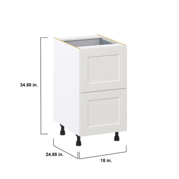 Wisteria Painted Light Gray Recessed Assembled Base Cabinet with 2 Drawers and 1 Inner Drawer (18 in. W x 34.5 in. H x 24 in. D)