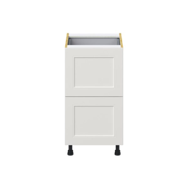 Wisteria Painted Light Gray Recessed Assembled Base Cabinet with 2 Drawers and 1 Inner Drawer (18 in. W x 34.5 in. H x 24 in. D)