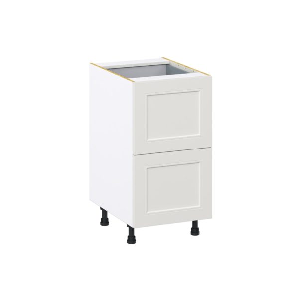 Wisteria Painted Light Gray Recessed Assembled Base Cabinet with 2 Drawers and 1 Inner Drawer (18 in. W x 34.5 in. H x 24 in. D)