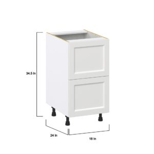 Magnolia Painted Bright White Recessed Assembled Base Cabinet with 2 Drawers (18 in. W x 34.5 in. H x 24 in. D)