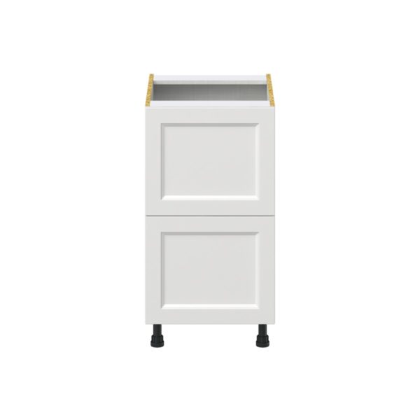 Magnolia Painted Bright White Recessed Assembled Base Cabinet with 2 Drawers (18 in. W x 34.5 in. H x 24 in. D)