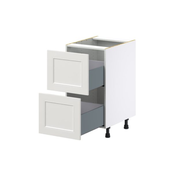 Wisteria Painted Light Gray Recessed Assembled Base Cabinet with 2 Drawers (18 in. W x 34.5 in. H x 24 in. D)