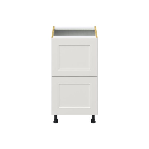 Wisteria Painted Light Gray Recessed Assembled Base Cabinet with 2 Drawers (18 in. W x 34.5 in. H x 24 in. D)