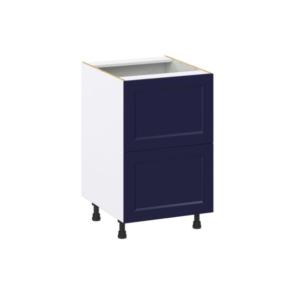 Camellia Painted Midnight Blue Recessed Assembled Base Cabinet with 2 Drawers (21 in. W X 34.5 in. H X 24 in. D)