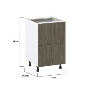 Cordyline Textured Slab Walnut Assembled Base Cabinet with 2 Drawers (21 in. W X 34.5 in. H X 24 in. D)