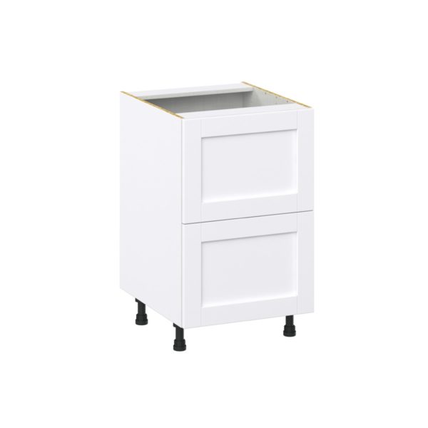 Dahlia Bright White  Shaker Assembled Base Cabinet with 2 Drawers (21 in. W X 34.5 in. H X 24 in. D)