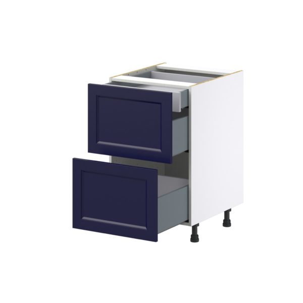 Camellia Painted Midnight Blue Recessed Assembled Base Cabinet with 2 Drawers and a Inner Drawer (21 in. W X 34.5 in. H X 24 in. D)