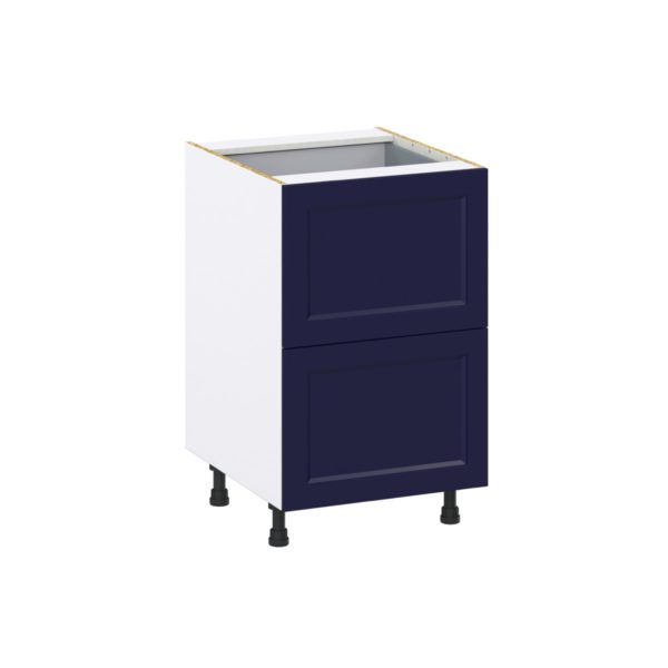 Camellia Painted Midnight Blue Recessed Assembled Base Cabinet with 2 Drawers and a Inner Drawer (21 in. W X 34.5 in. H X 24 in. D)