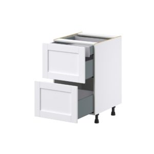 Dahlia Bright White  Shaker Assembled Base Cabinet with 2 Drawers and a Inner Drawer (21 in. W X 34.5 in. H X 24 in. D)