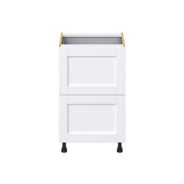 Dahlia Bright White  Shaker Assembled Base Cabinet with 2 Drawers and a Inner Drawer (21 in. W X 34.5 in. H X 24 in. D)