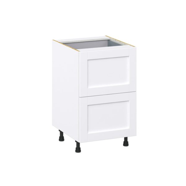 Dahlia Bright White  Shaker Assembled Base Cabinet with 2 Drawers and a Inner Drawer (21 in. W X 34.5 in. H X 24 in. D)