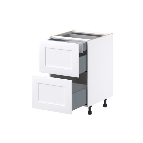 Jasmine Painted Warm White  Shaker Assembled Base Cabinet with 2 Drawers and a Inner Drawer (21 in. W X 34.5 in. H X 24 in. D)