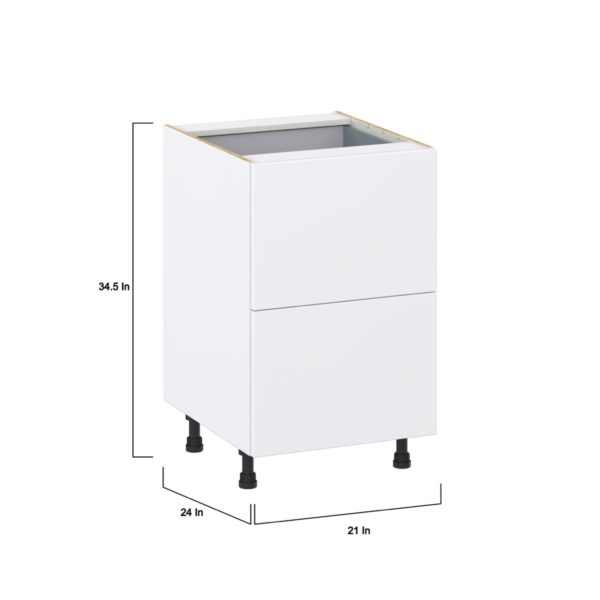 Lily Bright White  Slab Assembled Base Cabinet with 2 Drawers and a Inner Drawer (21 in. W X 34.5 in. H X 24 in. D)