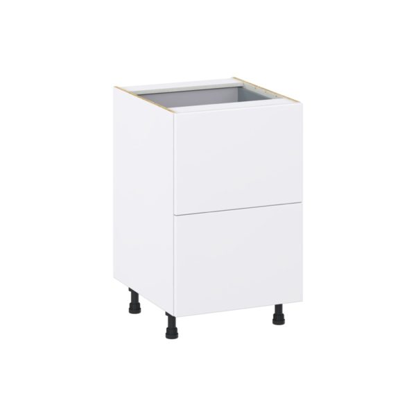 Lily Bright White  Slab Assembled Base Cabinet with 2 Drawers and a Inner Drawer (21 in. W X 34.5 in. H X 24 in. D)