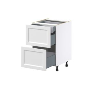 Magnolia Painted Bright White Recessed Assembled Base Cabinet with 2 Drawers and a Inner Drawer (21 in. W X 34.5 in. H X 24 in. D)