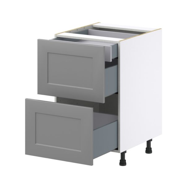 Willow Painted Slate Gray  Shaker Assembled Base Cabinet with 2 Drawers and a Inner Drawer (21 in. W X 34.5 in. H X 24 in. D)