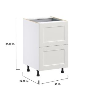 Wisteria Painted Light Gray Recessed Assembled Base Cabinet with 2 Drawers and a Inner Drawer (21 in. W X 34.5 in. H X 24 in. D)