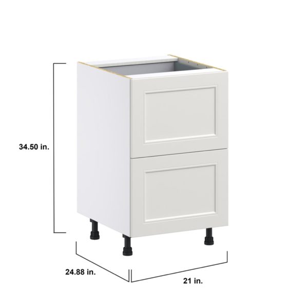 Wisteria Painted Light Gray Recessed Assembled Base Cabinet with 2 Drawers and a Inner Drawer (21 in. W X 34.5 in. H X 24 in. D)