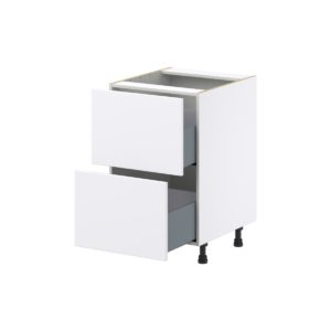 Lily Bright White  Slab Assembled Base Cabinet with 2 Drawers (21 in. W X 34.5 in. H X 24 in. D)