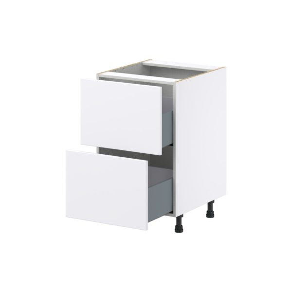 Lily Bright White  Slab Assembled Base Cabinet with 2 Drawers (21 in. W X 34.5 in. H X 24 in. D)