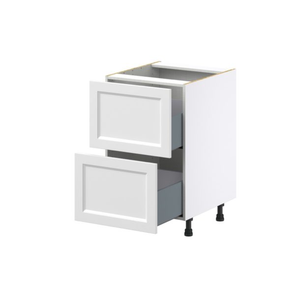 Magnolia Painted Bright White Recessed Assembled Base Cabinet with 2 Drawers (21 in. W X 34.5 in. H X 24 in. D)