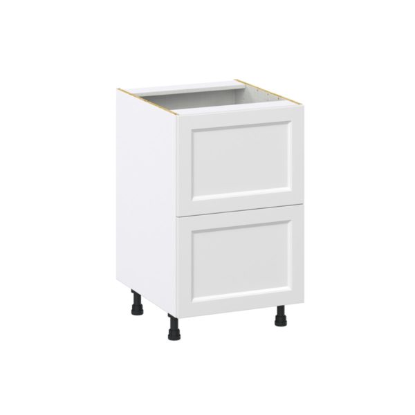 Magnolia Painted Bright White Recessed Assembled Base Cabinet with 2 Drawers (21 in. W X 34.5 in. H X 24 in. D)