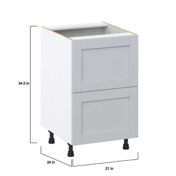 Sea Holly Light Gray  Shaker Assembled Base Cabinet with 2 Drawers (21 in. W X 34.5 in. H X 24 in. D)