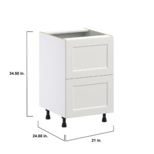 Wisteria Painted Light Gray Recessed Assembled Base Cabinet with 2 Drawers (21 in. W X 34.5 in. H X 24 in. D)