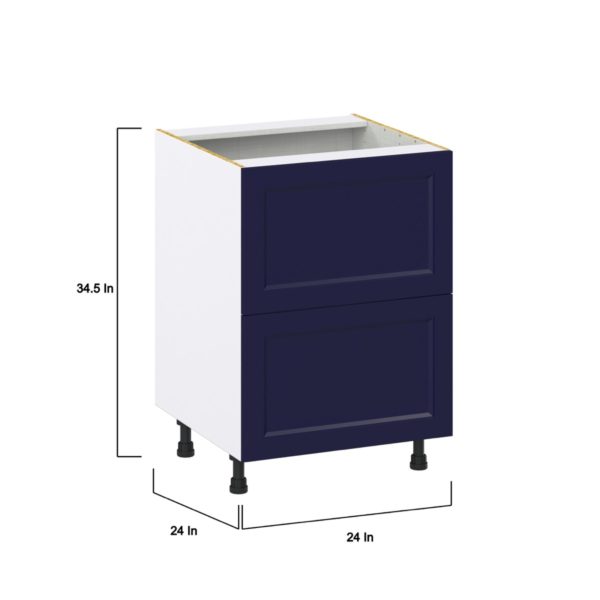 Camellia Painted Midnight Blue Recessed Assembled Base Cabinet with 2 Drawers (24 in. W x 34.5 in. H x 24 in. D)