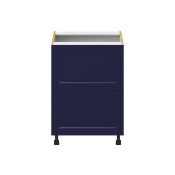 Camellia Painted Midnight Blue Recessed Assembled Base Cabinet with 2 Drawers (24 in. W x 34.5 in. H x 24 in. D)