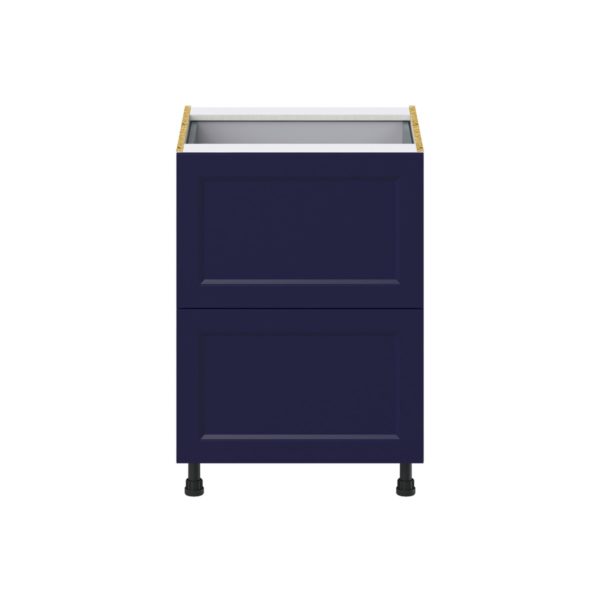 Camellia Painted Midnight Blue Recessed Assembled Base Cabinet with 2 Drawers and 1 Inner Drawer (24 in. W x 34.5 in. H x 24 in. D)