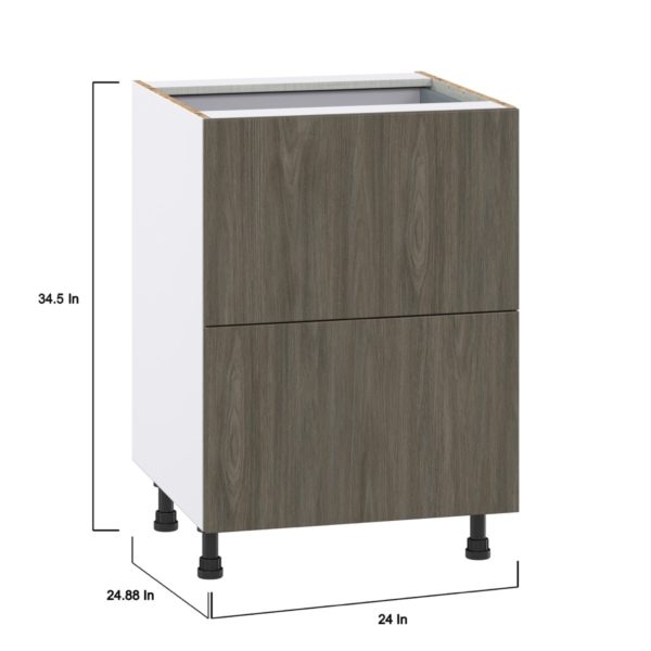 Cordyline Textured Slab Walnut Assembled Base Cabinet with 2 Drawers and 1 Inner Drawer (24 in. W x 34.5 in. H x 24 in. D)