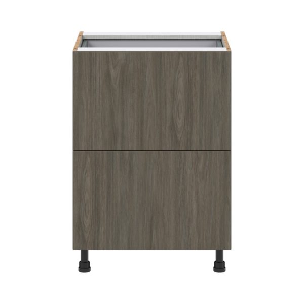 Cordyline Textured Slab Walnut Assembled Base Cabinet with 2 Drawers and 1 Inner Drawer (24 in. W x 34.5 in. H x 24 in. D)