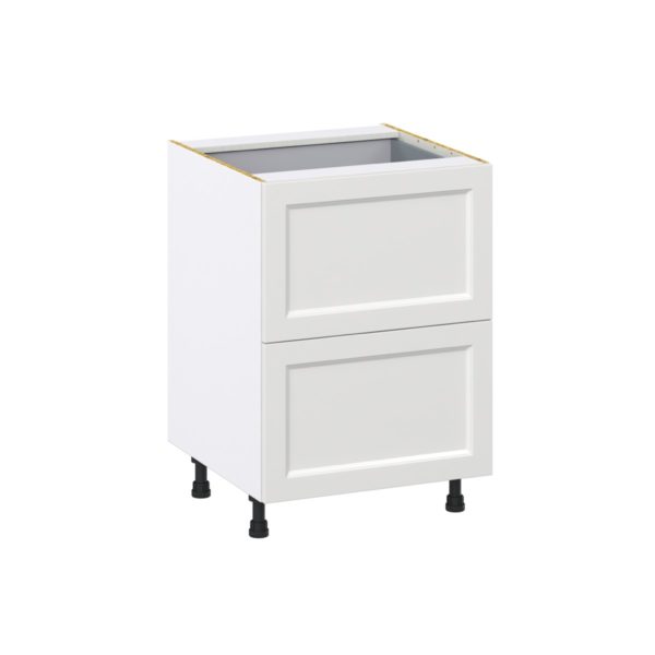 Magnolia Painted Bright White Recessed Assembled Base Cabinet with 2 Drawers and 1 Inner Drawer (24 in. W x 34.5 in. H x 24 in. D)