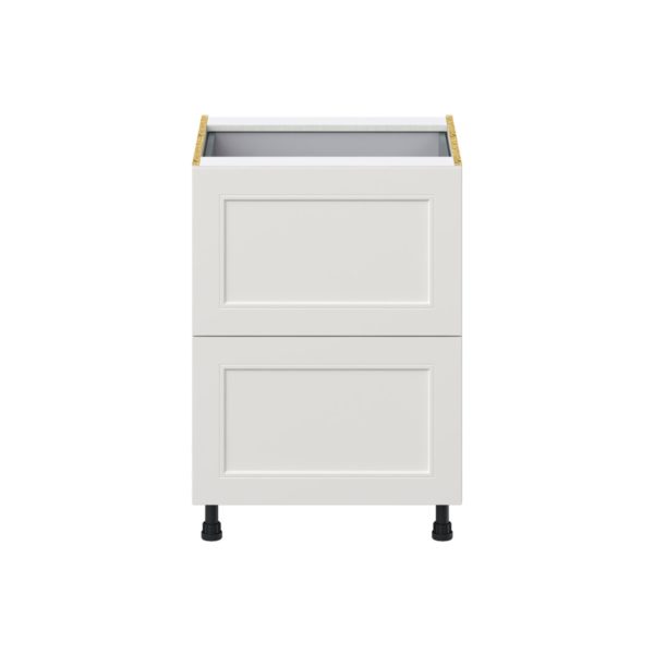 Wisteria Painted Light Gray Recessed Assembled Base Cabinet with 2 Drawers and 1 Inner Drawer (24 in. W x 34.5 in. H x 24 in. D)