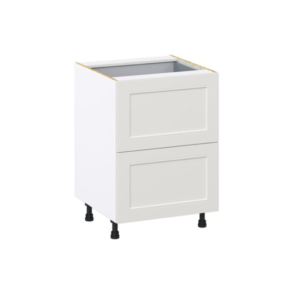 Wisteria Painted Light Gray Recessed Assembled Base Cabinet with 2 Drawers and 1 Inner Drawer (24 in. W x 34.5 in. H x 24 in. D)