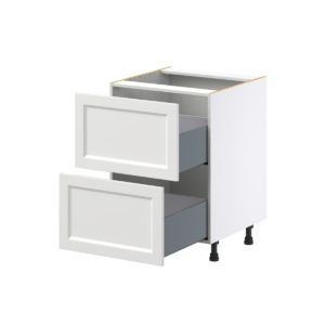 Magnolia Painted Bright White Recessed Assembled Base Cabinet with 2 Drawers (24 in. W x 34.5 in. H x 24 in. D)