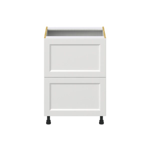 Magnolia Painted Bright White Recessed Assembled Base Cabinet with 2 Drawers (24 in. W x 34.5 in. H x 24 in. D)