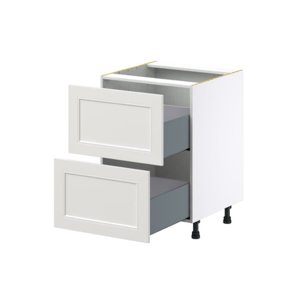 Wisteria Painted Light Gray Recessed Assembled Base Cabinet with 2 Drawers (24 in. W x 34.5 in. H x 24 in. D)