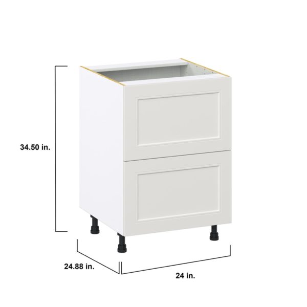 Wisteria Painted Light Gray Recessed Assembled Base Cabinet with 2 Drawers (24 in. W x 34.5 in. H x 24 in. D)